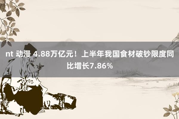 nt 动漫 4.88万亿元！上半年我国食材破钞限度同比增长7.86%