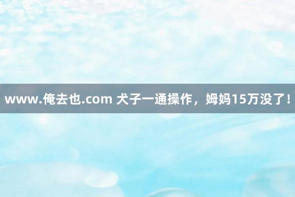 www.俺去也.com 犬子一通操作，姆妈15万没了！