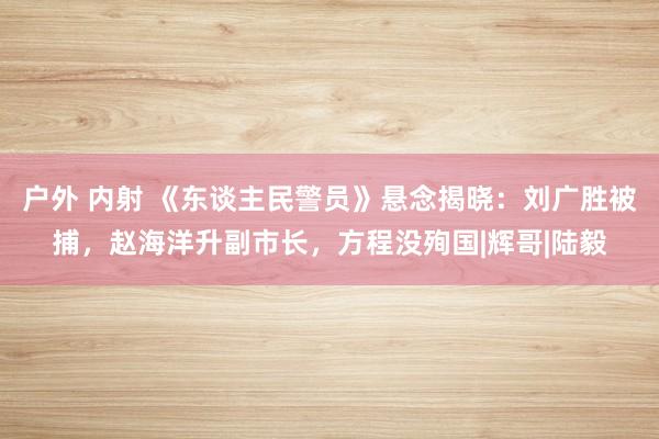 户外 内射 《东谈主民警员》悬念揭晓：刘广胜被捕，赵海洋升副市长，方程没殉国|辉哥|陆毅