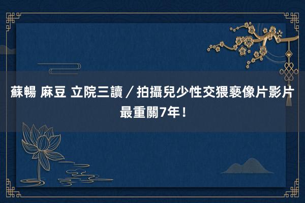 蘇暢 麻豆 立院三讀／拍攝兒少性交猥褻像片影片　最重關7年！