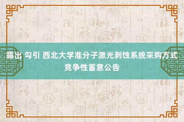 露出 勾引 西北大学准分子激光剥蚀系统采购方式竞争性蓄意公告